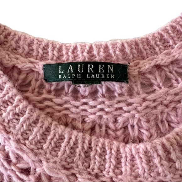 RALPH LAUREN ALPACA WOOL BLEND OPEN KNIT SOFT PINK SWEATER SIZE MEDIUM - Picture 10 of 15
